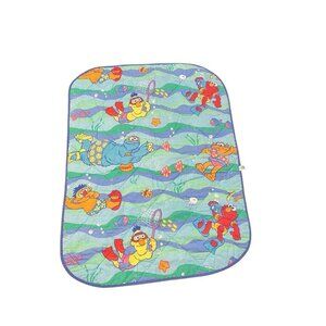 Vintage Sesame Street Quilt Baby Blanket Crib Bedding Elmo Bert Ernie Swimming
